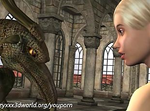 Hot blonde fucked hard by a dragon